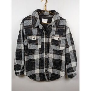 Greylin Eyelash Knit Plaid Shacket Jacket Sz S